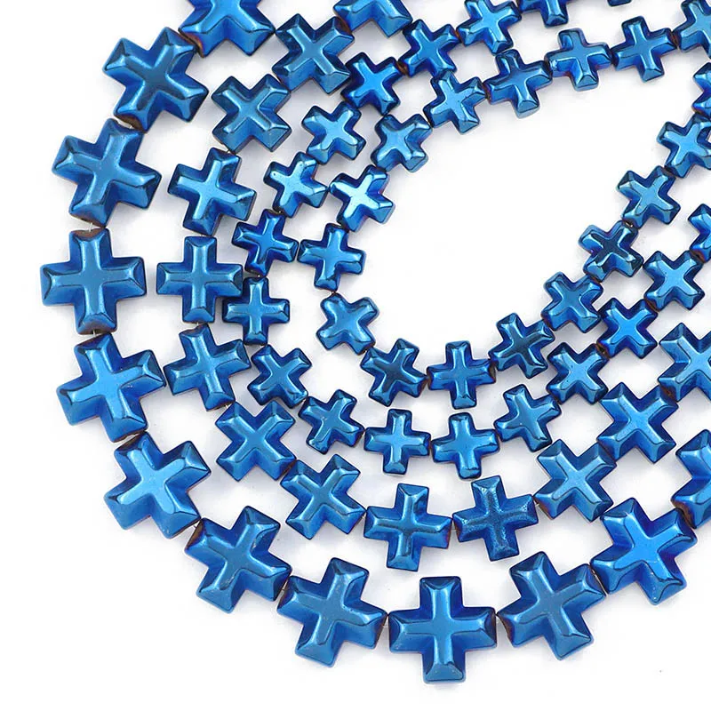 

Blue Hematite Beads Natural Stone 6/8/10MM Cross Jesus Spacer Loose Beads For Jewelry Making Diy Bracelet Pendant Accessories