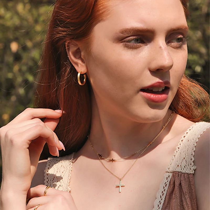 INZATT настоящее 925 пробы серебро минималистичный крест подвеска ожерелье для