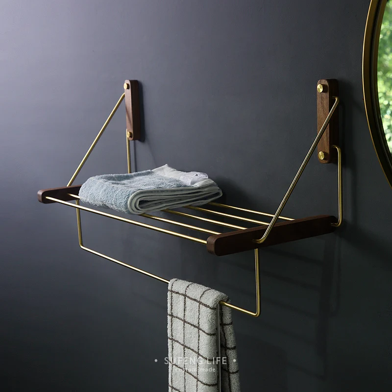 Набор аксессуаров для ванной комнаты из черного ореха полка хранения душа