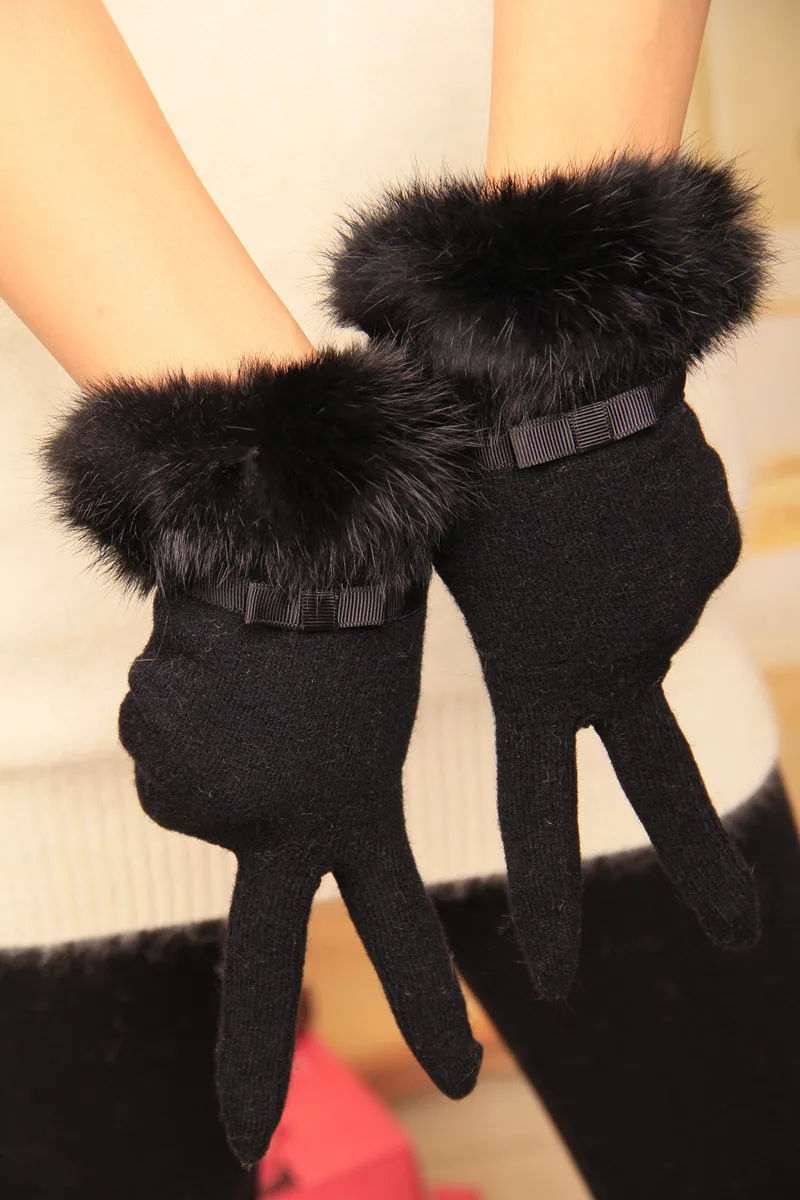

Rabbit hair gloves wool finger touch screen warm gloves thicker warm wool gloves driving gloves womens gloves winter