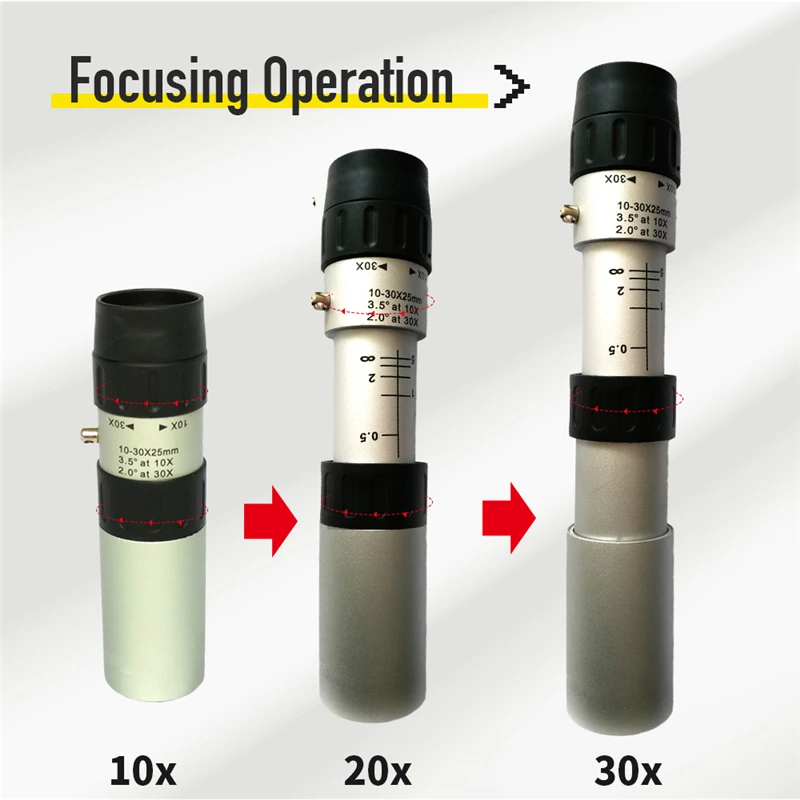 

Secozoom 10-30X25 Zoom Monocular With Bak4 Prism High Definition Big Objective Fully Multi-Coated Broadband Lens For Smartphone