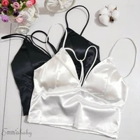 women sexy summer strap crop tops padded bra vest tanks casual camisole short backless underwear