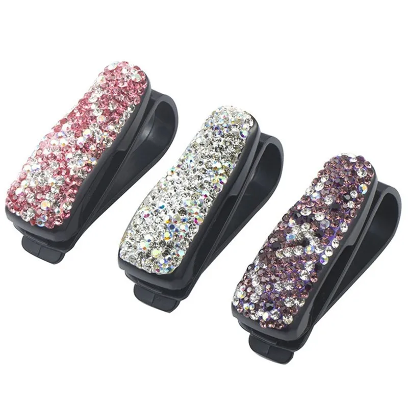 

1PC Rhinestone Diamond Decoration Clip Sun Visor Glasses Bracket Bill Clip Portable Sunglasses Eyeglasses Car Interior Supplies