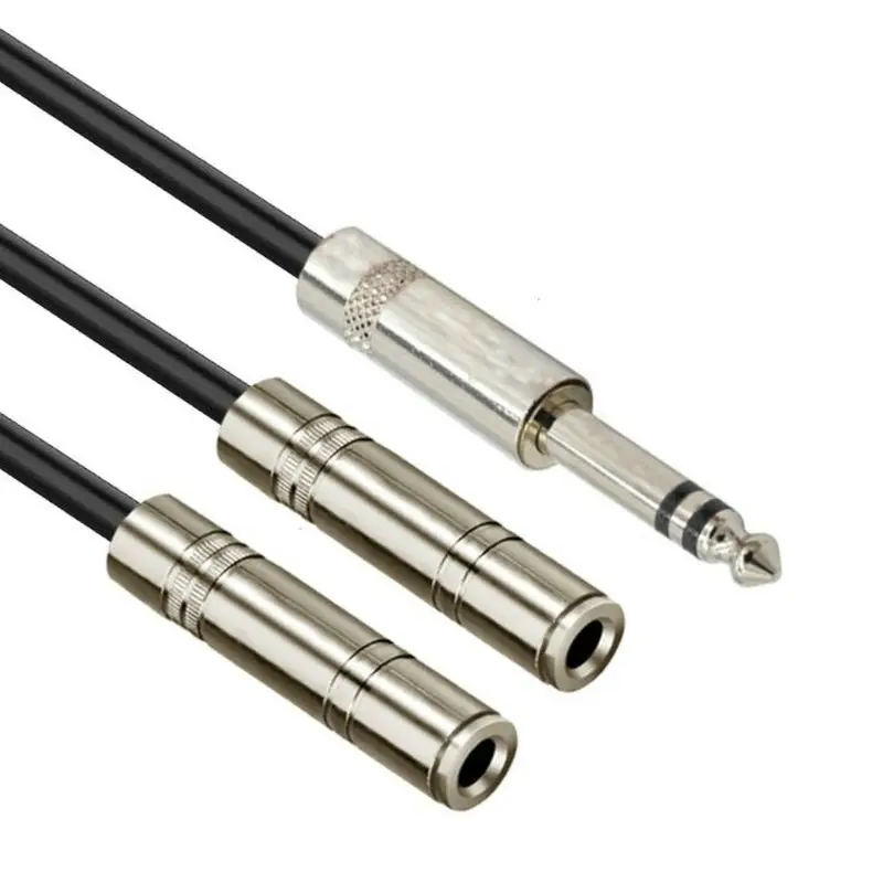 

6.35mm ( 1/4" ) Male to 2 X 6.35 Female Y Splitter Stereo Audio Adapter Speaker Cable Double 6.5mm Amplifier Cord