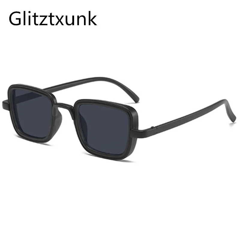 Glitztxunk Ретро Квадратные Солнцезащитные очки для мужчин и женщин Роскошные модные