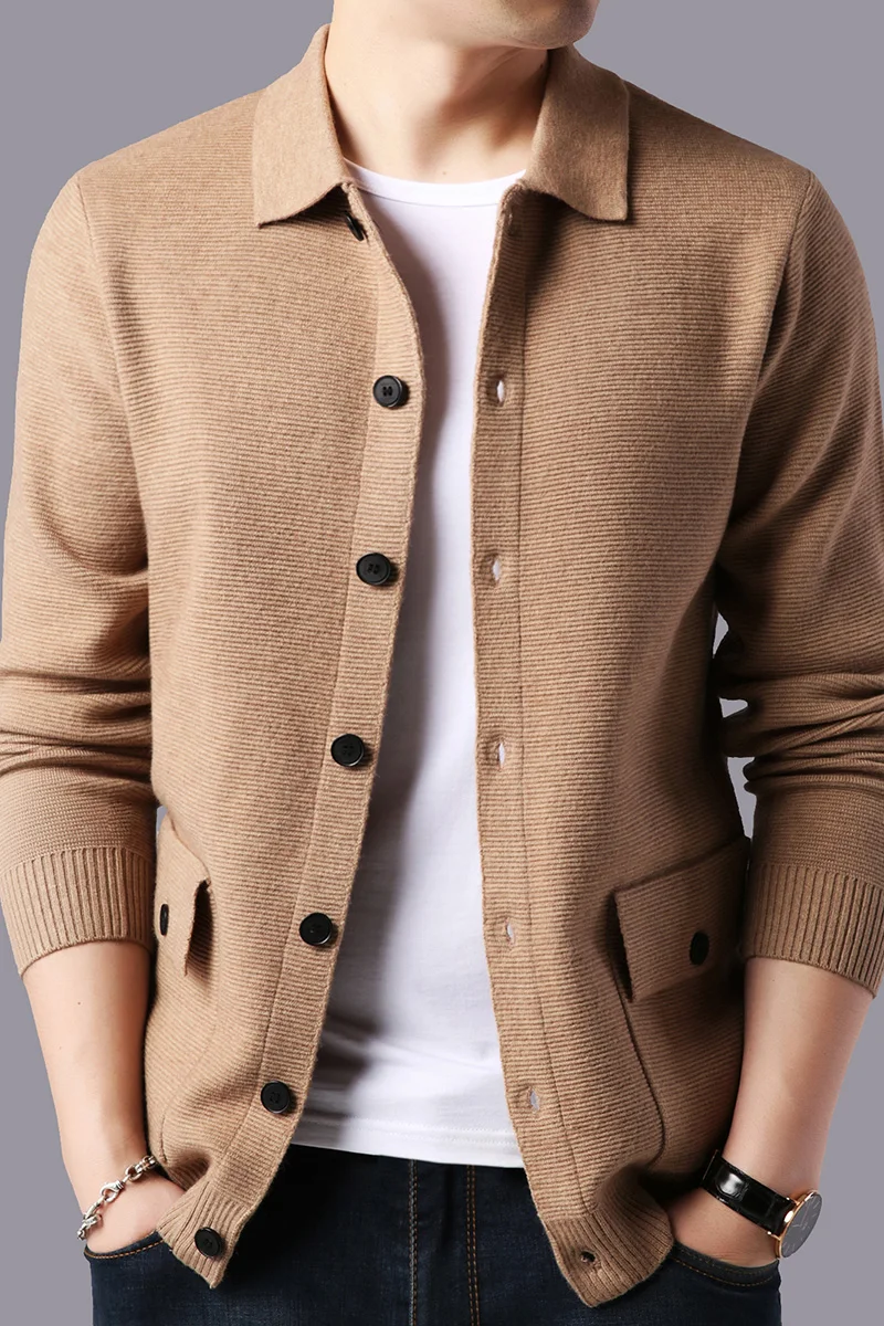 

High Quality Sweater Cardigan Men's 2019 Spring and Autumn Male Fashion Knit V-neck Cardigan Jacket