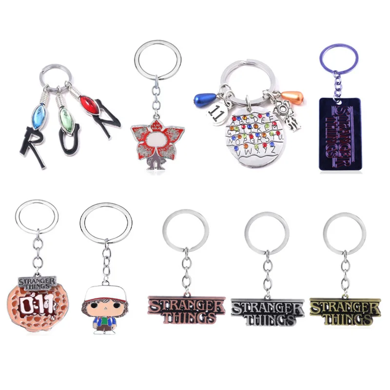 

American TV Play Stranger Things Key Chain Accessories Eleven Alloy Pendant Keychain Key Ring Bag Widget for Men Women Wholesale