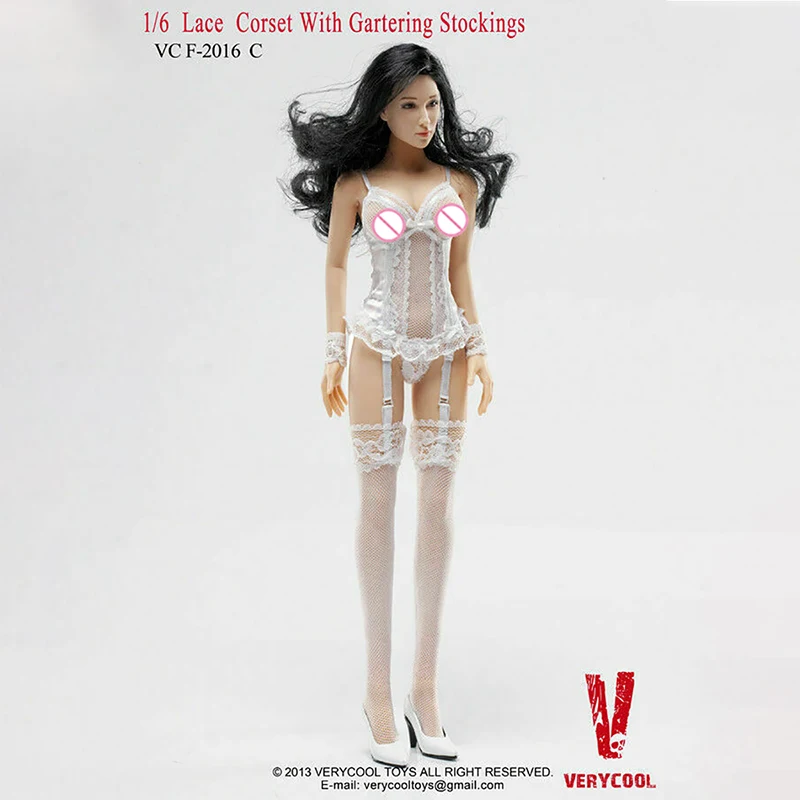 

VERYCOOL Women Stocking VCF2016 1/6 White Lace Corset Gartering Stockings fit 12" Action Figure Model for Fans Collection