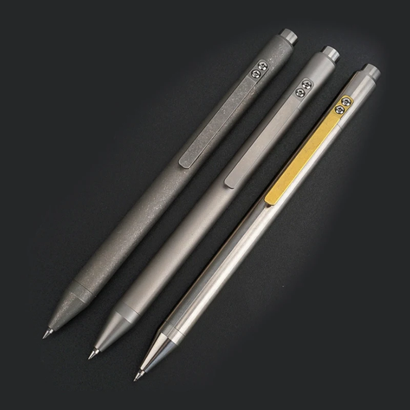 

Free Shipping A462 Titanium Alloy TC4 Signature Pen Press Spring Ballpoint Pen Outdoor Portable EDC Pen