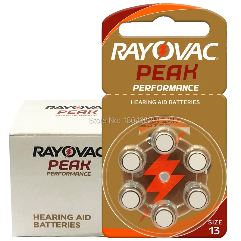 Новые батареи слухового аппарата Rayovac для 60 шт. 1 45 в A13 13A 13 P13 PR48|hearing aid batteries a13|battery