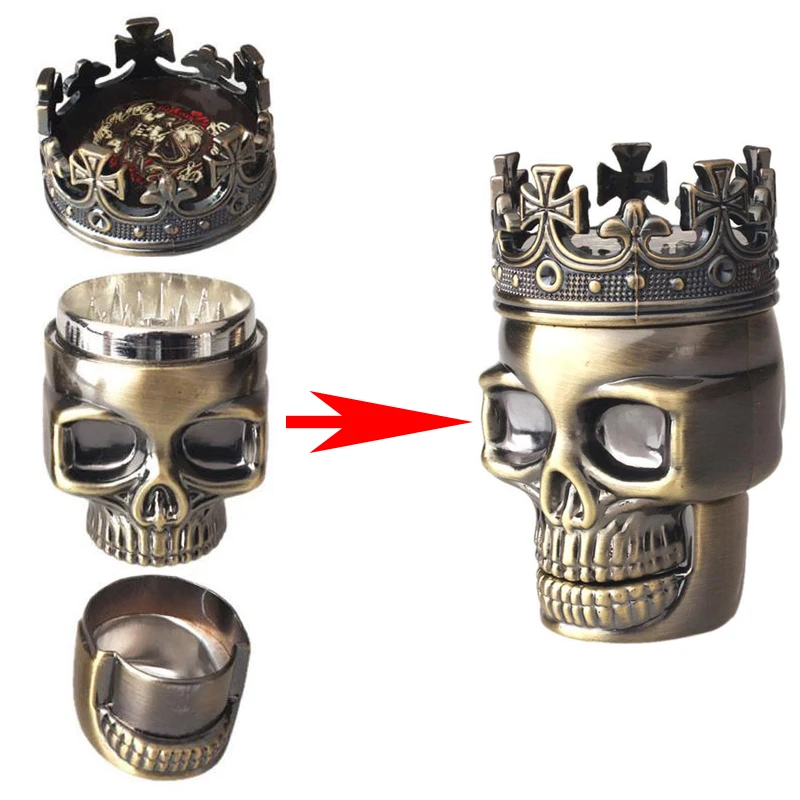 King Skull металлическая табачная Трава мельница для пряностей Измельчитель 3