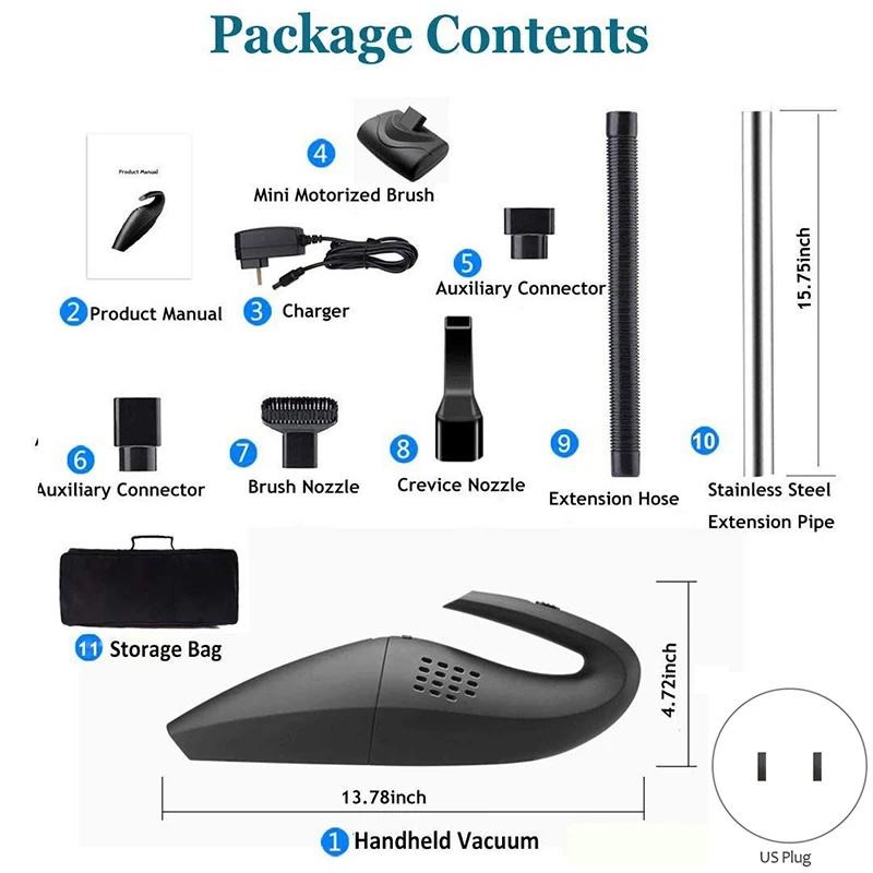 Ручной беспроводной Перезаряжаемый пылесос Портативный с моющимся фильтром из