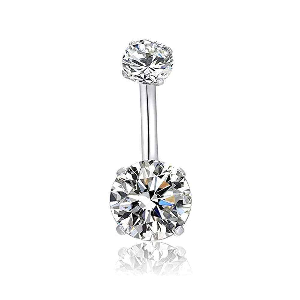 Belly Button Rings 14G Stainless Steel Navel Earring CZ Heart Opal Ring Barbell Body Piercing Jewelry |