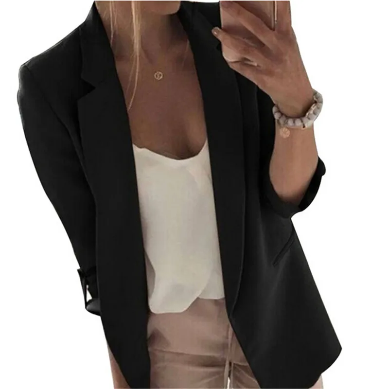 

3XL Plus Size Autumn Blazer Woman Suit Jacket Fashion Long Sleeve Loose Casual Solid Coat Office Lady Basic Jacket Formal Blazer