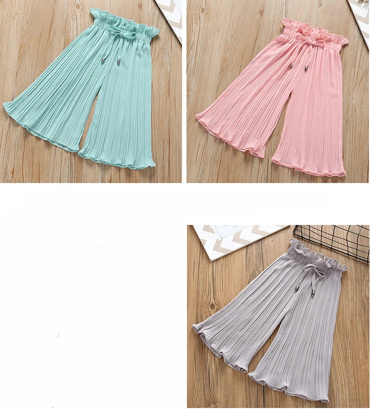 Летние комплекты одежды для девочек 2021 Детская футболка + широкие брюки костюмы