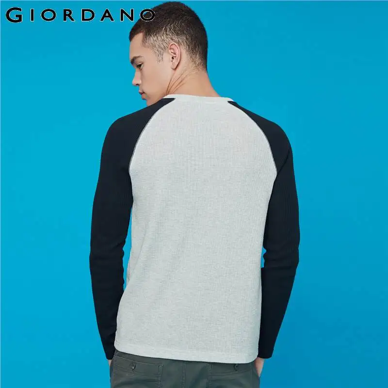 Giordano Мужская футболка с горлышком и вафельным воротником, Camiseta Masculina, контрастный цвет, легкая Толстая Мягкая футболка Poleras Hombre 01029796