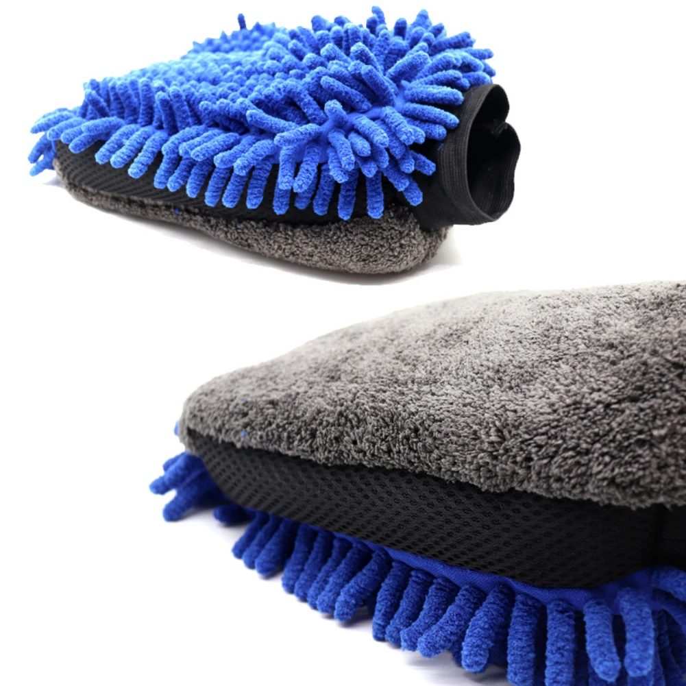 

2 In 1 Thickened Chenille Coral Worm Car Wash Gloves Car Wipe Gloves Car Wash Mitt Cleaning Tools For Auto Detailing Clean Brush