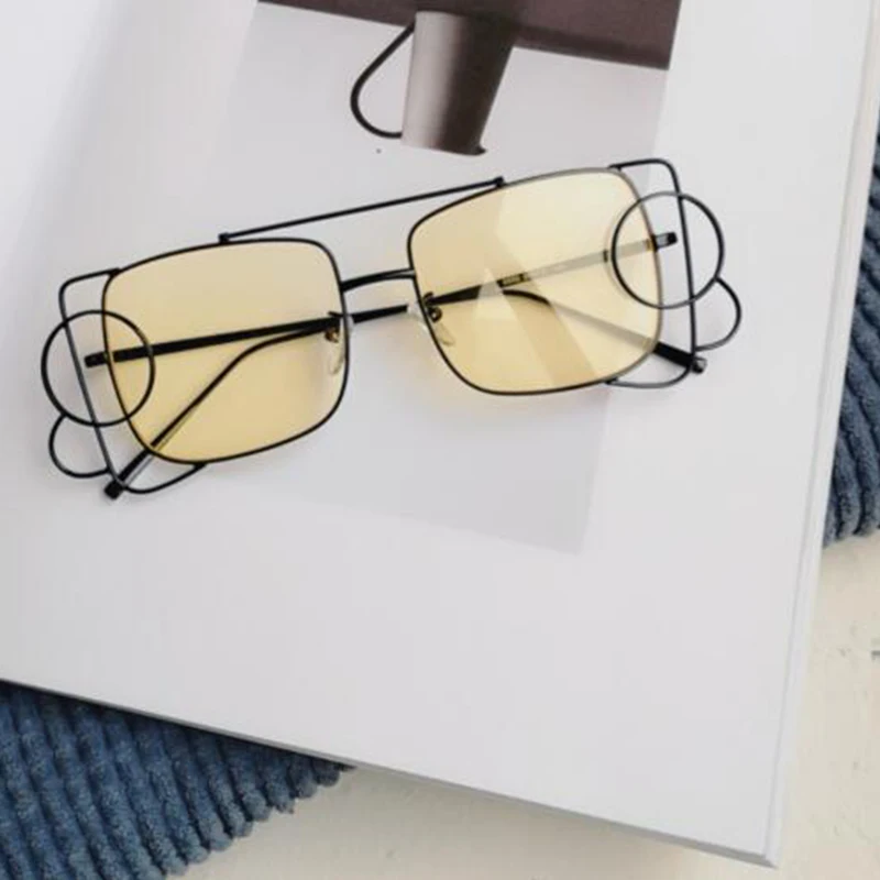 

Large frame fashion square sunglasses women men Brand Designer pink sun glasses Vintage metal Optical glasses gafas sol okulary