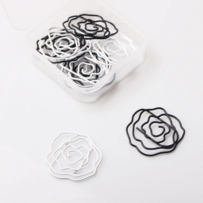 

12pcs Shaped Paper Clip Creative Rose Paperclip Bookmarks Cute Cartoon Interesting Memo Clip Office School Binding Tationery