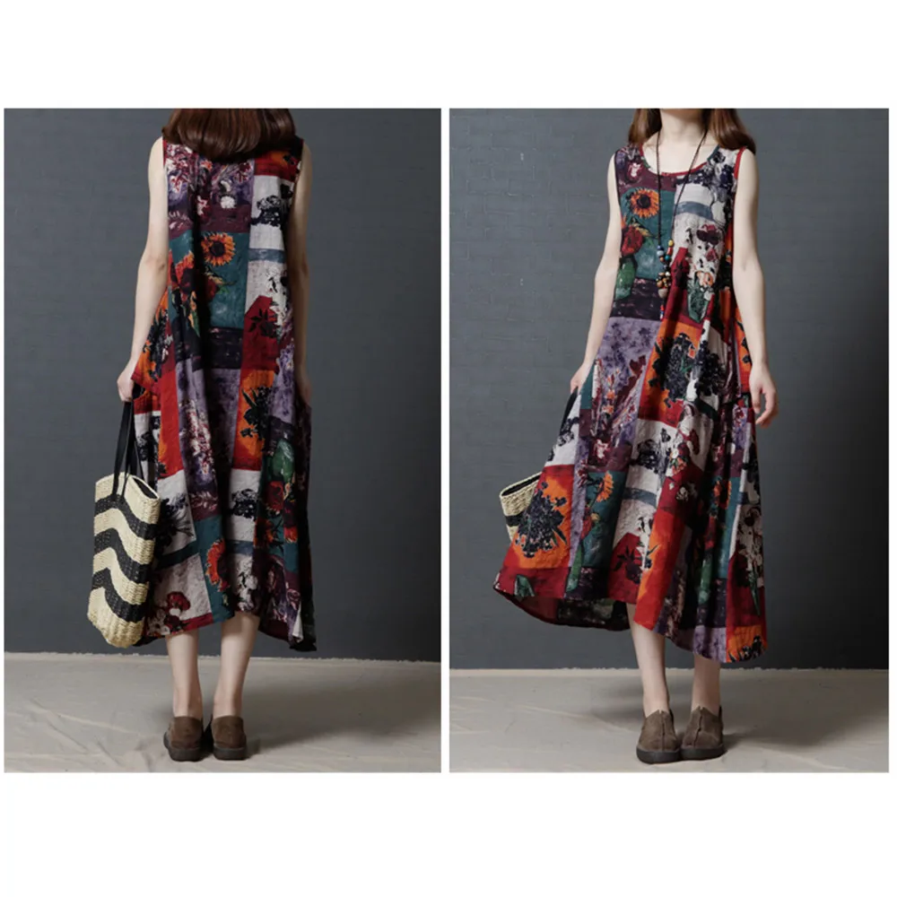 Женское платье-чехол без рукавов с цветочным принтом | Женская одежда