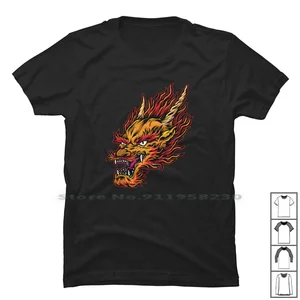 Dragon Head T Shirt 100% Cotton Cartoon Dragon Movie Comic Tage Head Game Age Ra Ny Me Go