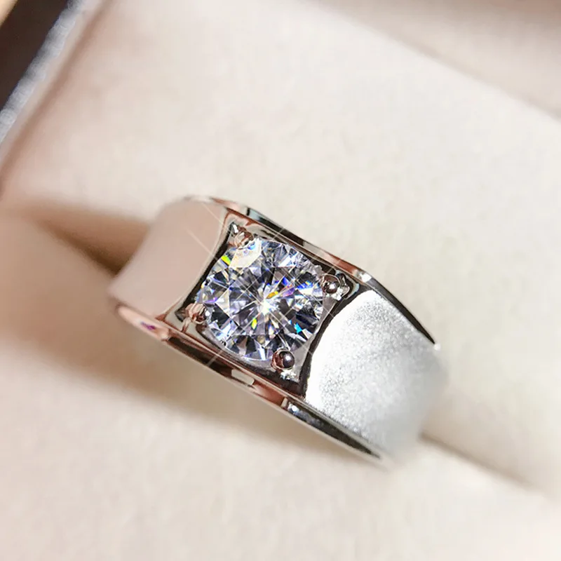 

HOYON S925 Sterling Silver Color Zircon Men's Wedding Ring Jewelry Bizuteria Anillos De Wedding Platinum Men's Diamond Ring