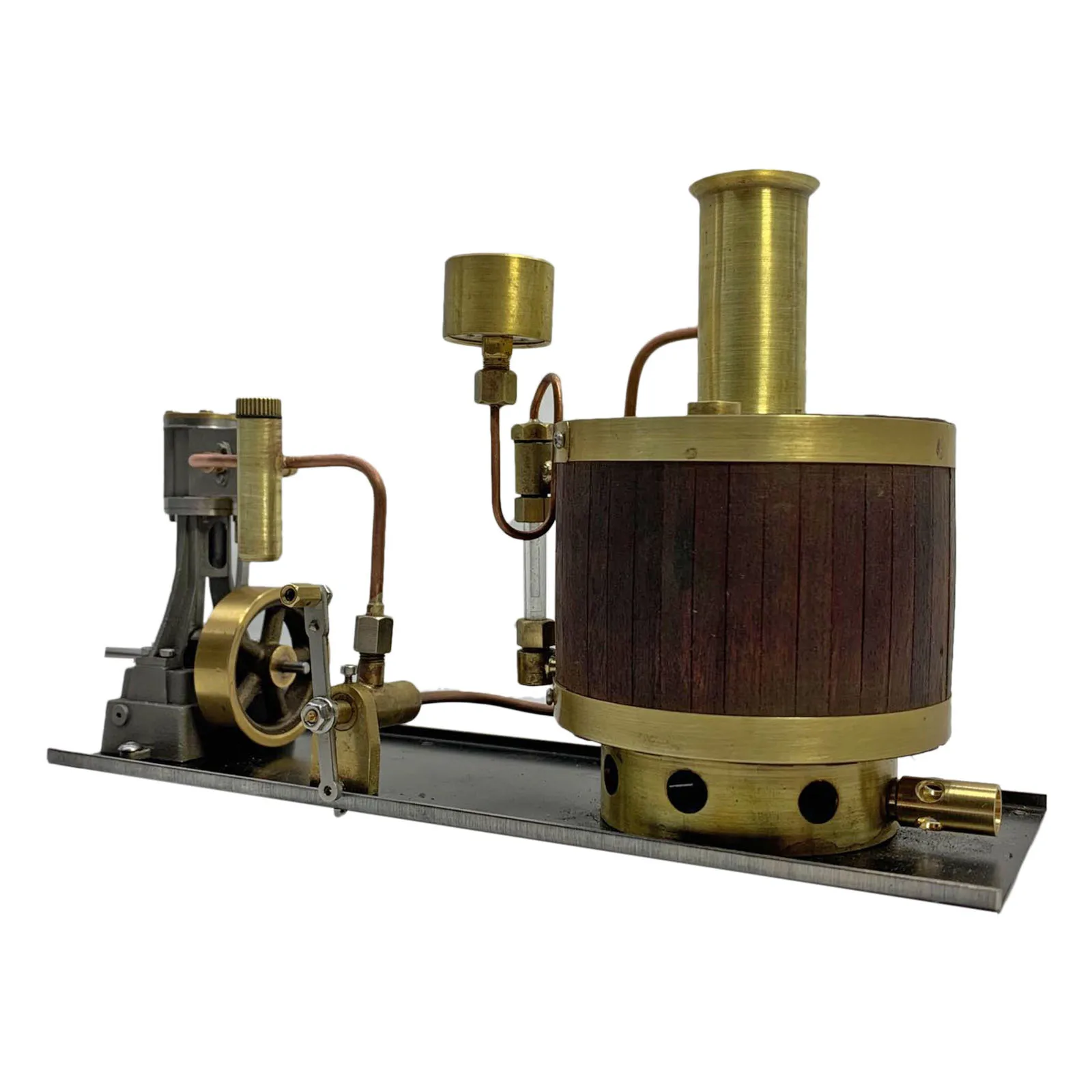 

Brass Mini Single Cylinder Steam Engine Set with Boiler for 50-100cm Model Ship Model Building Kits