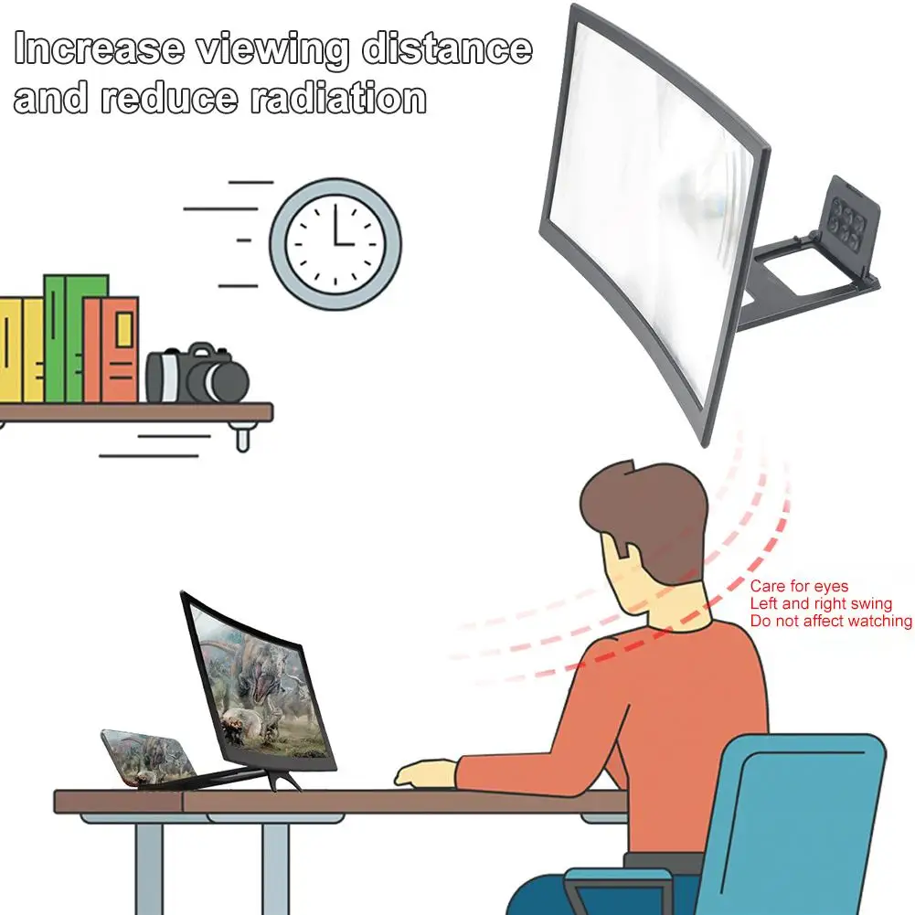 12in мобильный увеличитель для экрана телефона портативный изогнутый экран