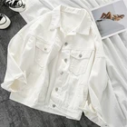 Базовые куртки, женские, однотонные, джинсовые, свободные, в Корейском стиле, на каждый день, модные, новые, Осенние, универсальные, верхняя одежда, пальто