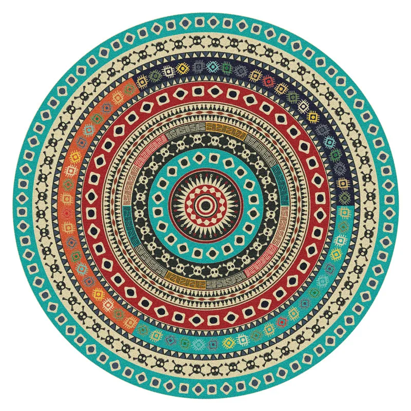 Goedkoop Amerikaanse Stijl Licht Luxe Retro Ronde Tapijten Bloem Patroon Tapijt Voor Woonkamer Slaapkamer Yoga Mat Gratis Verzending