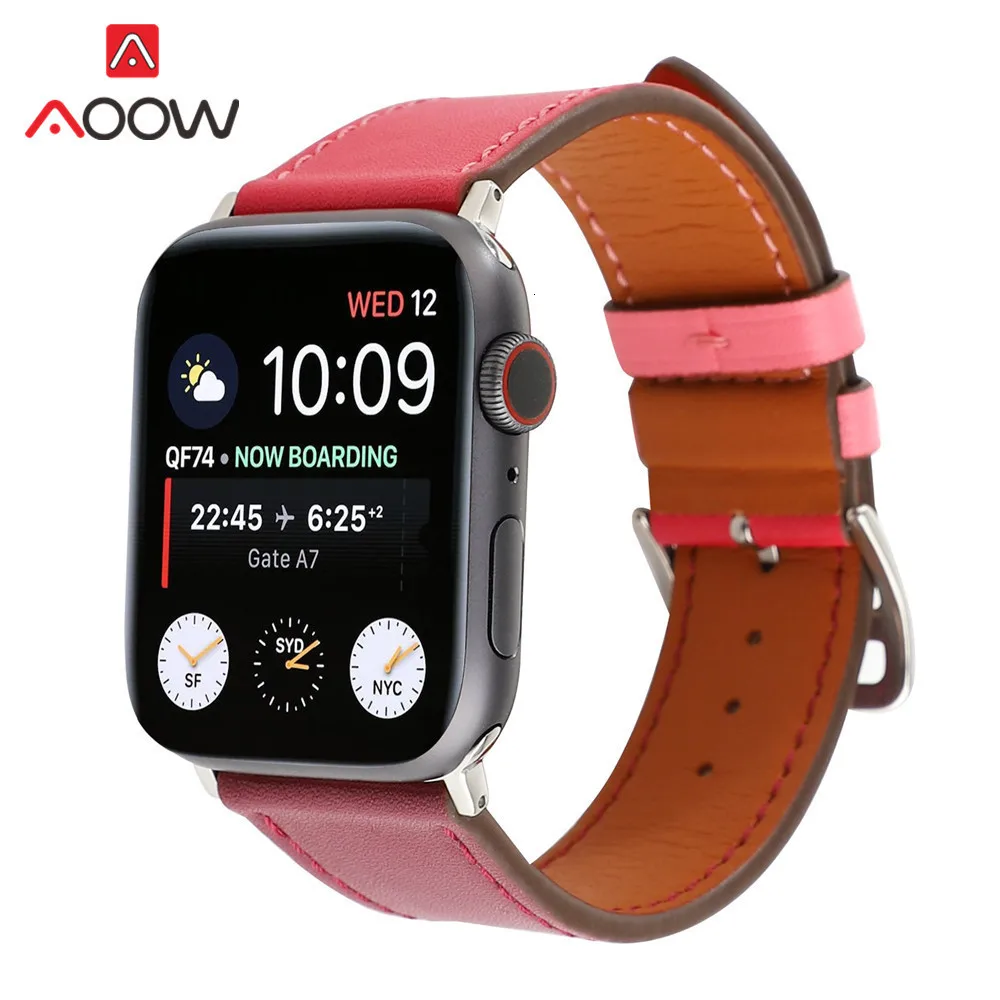 Ремешок для часов из натуральной кожи для Apple Watch 38 мм 40 мм 42 мм 44 мм Correa один тур круг браслет ремешок для iwatch 1 2 3 4