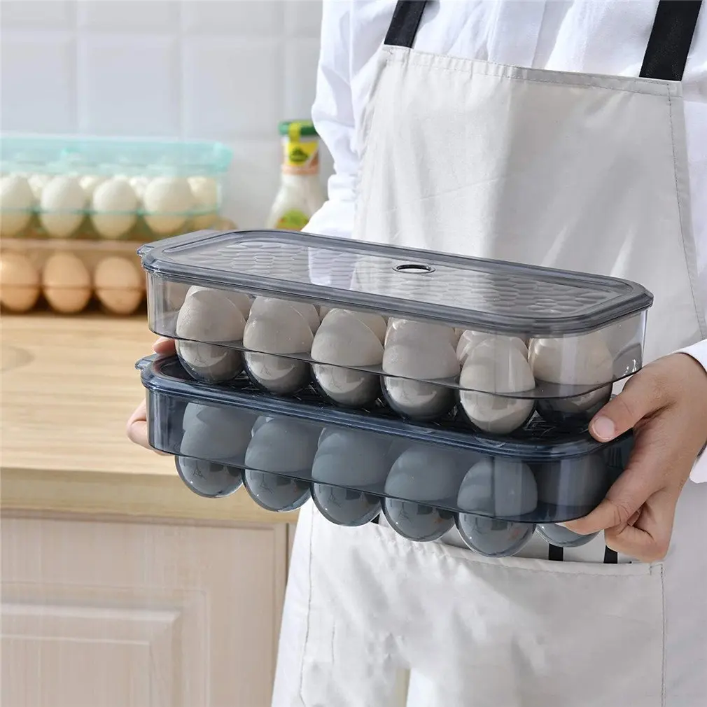 

Storage Holder For Refrigerator Transparent Single Layer With Lid Stackable Containers 16 gride