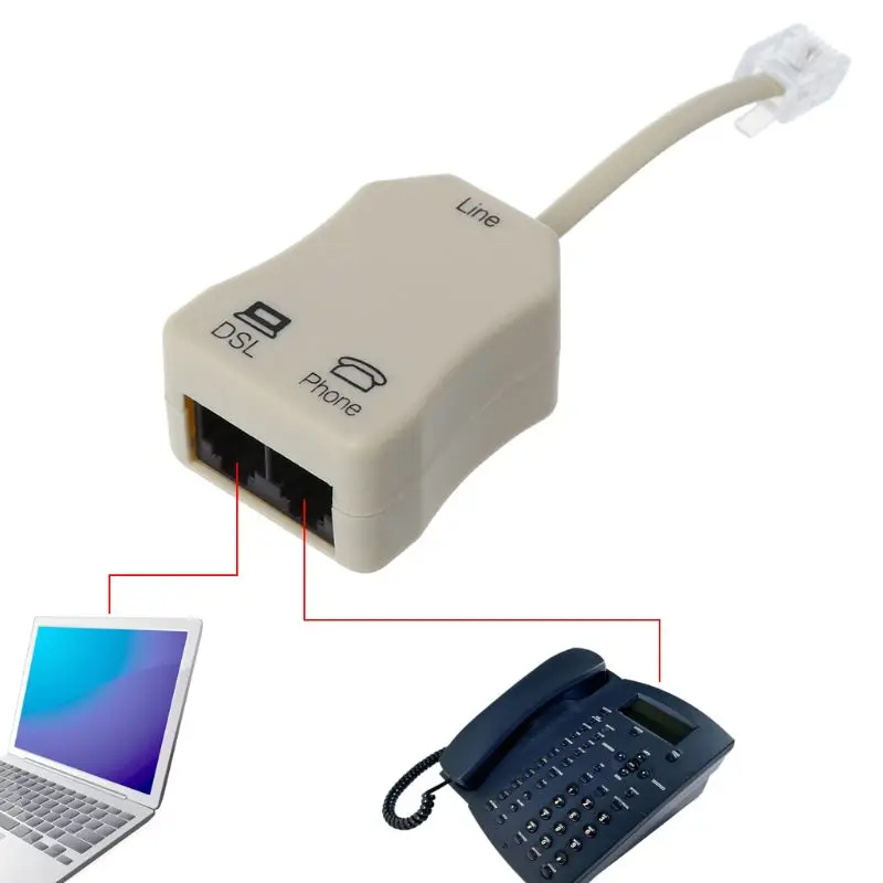 Portable ADSL Modem Telephone Phone Fax In-Line Splitter Filter Network 1PC tablet laptop phone pop socket usb
