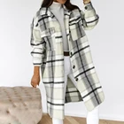 Женское пальто в клетку, длинное тонкое пальто в стиле ретро, верхняя одежда оверсайз, весна 2021
