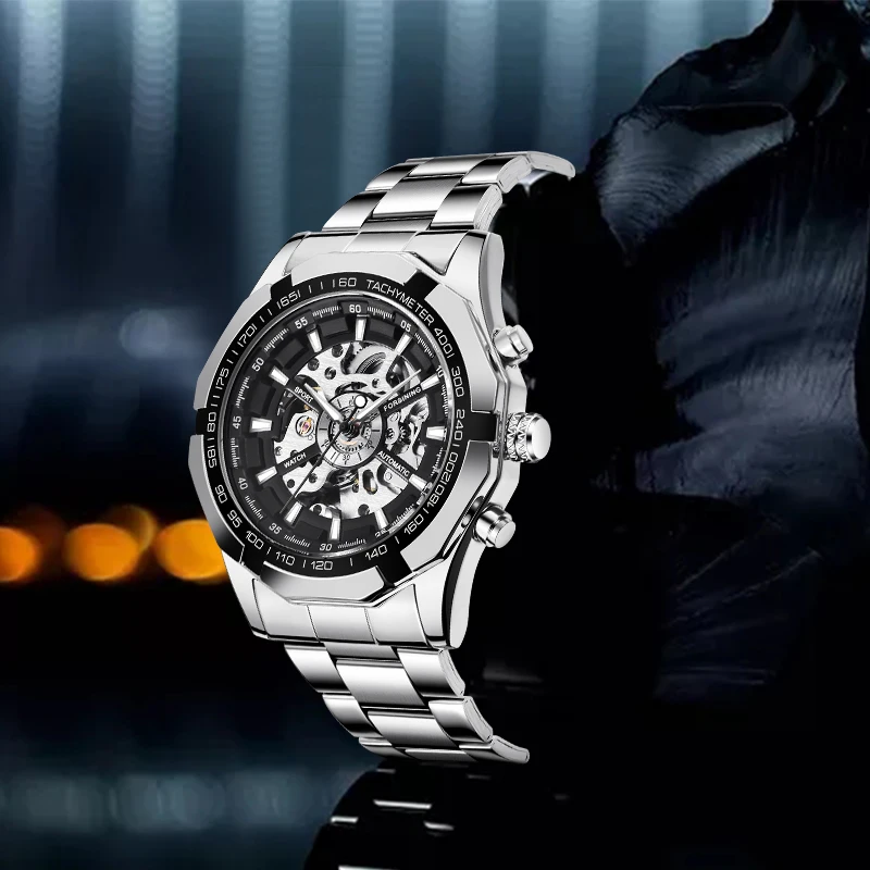 Часы наручные Forsining Мужские механические водонепроницаемые брендовые Роскошные