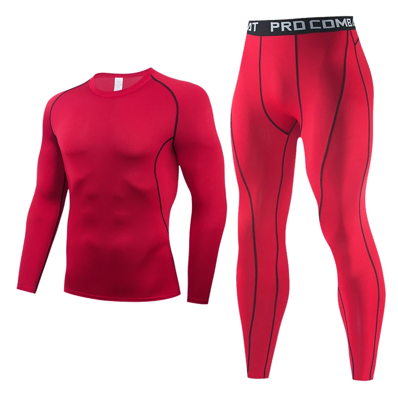 

Gym Red Men's Running Fitness Sportswear Athletic Physical Training Clothes Sports Suits Workout Jogging Rashguard Men's Kit