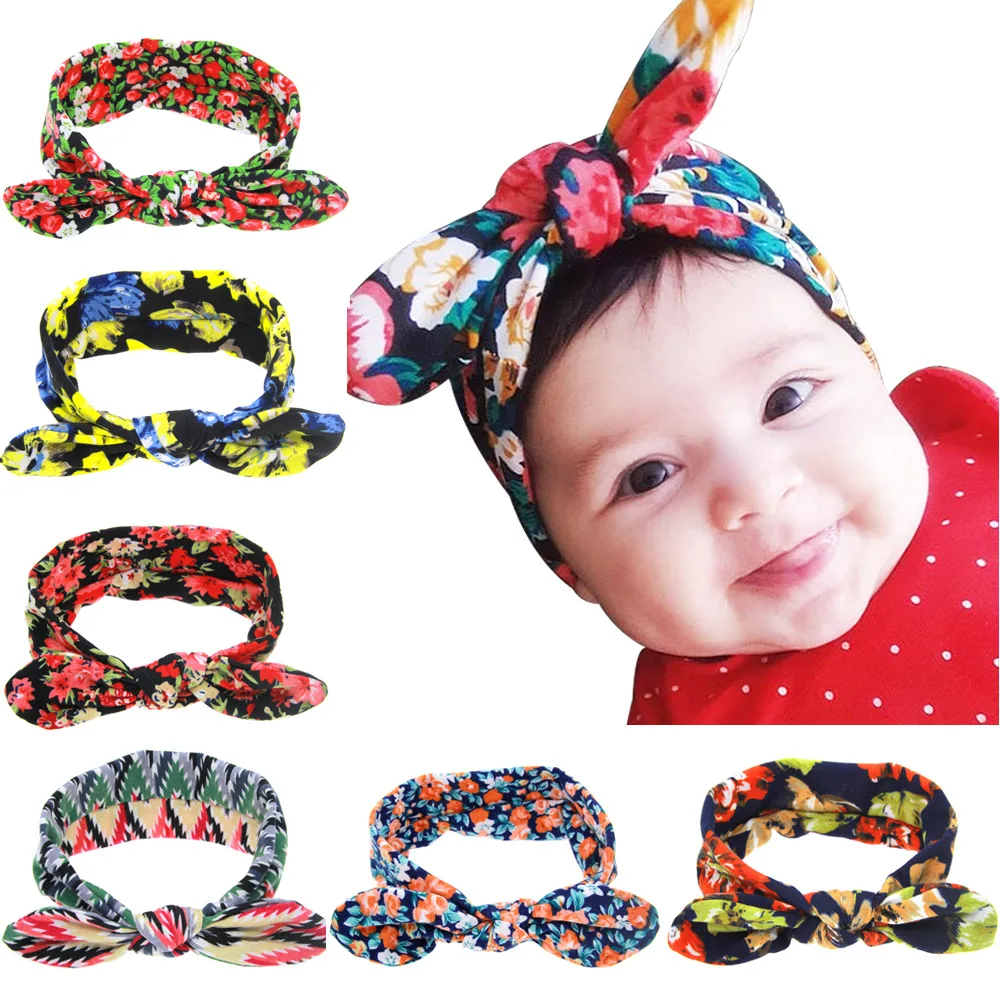 

Newborn Hair Bands Children's Lovely Printed Floral Headbands Unisex Baby Headbands Hairbands with Bows Child Hair Accessories