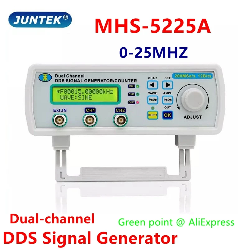 Juntek Mhs5225a Controle Digital Canais Duplos 25mhz Gerador de Sinal Dds Função Gerador de Sinal Medidor de Freqüência Arbitrária Novo Geradores de sinais