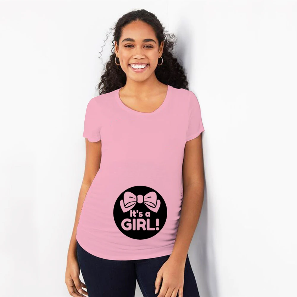 Забавная рубашка для маленьких девочек беременных с коротким рукавом футболка