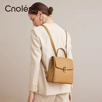 cnoles casual small backpack women travel waterproof genuine leather school bags for teenage girls fashion tote shoulder packbag