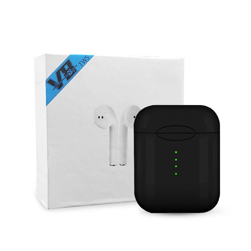 Черный V8 TWS беспроводные Bluetooth наушники стерео наушники-вкладыши гарнитура с зарядным устройством для наушников микрофон для всех смартфонов Apple samsung S6 S8 - Цвет: Черный