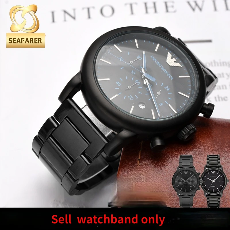 Ремешок для часов из нержавеющей стали Armani Ar60008 1828 60003 1730 мужской черный ремешок 22