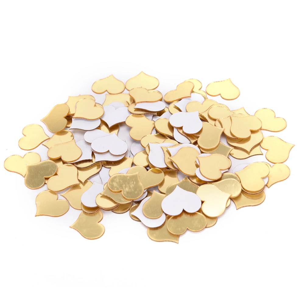 ZLinKJ 100 шт. 3D Самоклеящиеся обои в форме сердца серебряные золотые акриловые