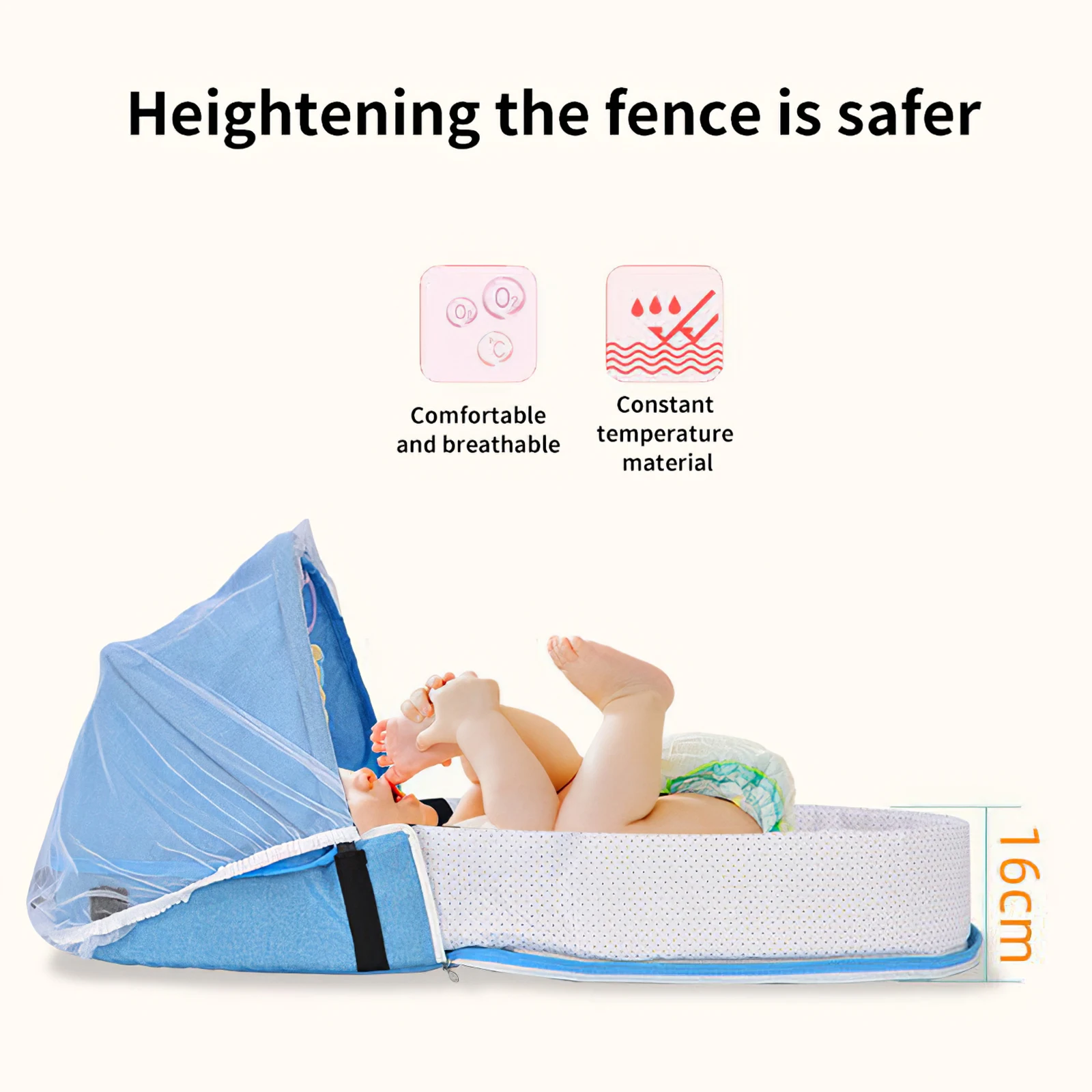 

Baby Bed Portable Baby Nest Bed Travel Sun Protection Mosquito Net With Bassinet Foldable Breathable Infant Sleeping Basket