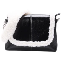 women shoulder bag pu leather handbag 2021 shopper purse fashion casual french style lambwool edge large capacity chain flap bag