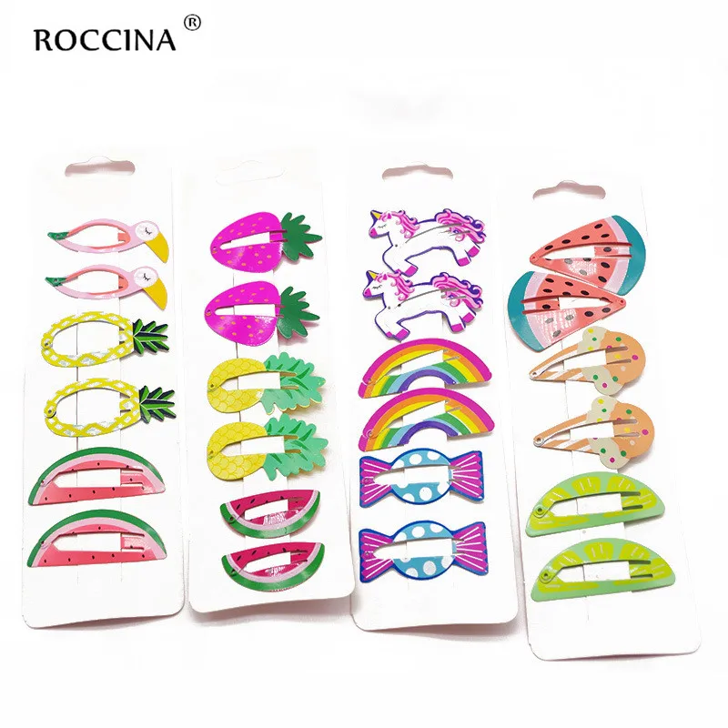 

6Pcs Summer Frutis Animals Hairclips Mental BB Hair Clips Children Girls Barrettes Princess Hairclip Kids Women Hair Accessories
