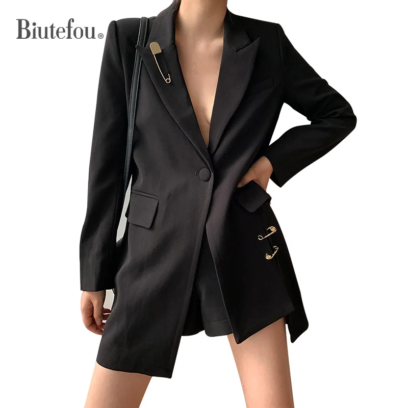 Весенне осенние однотонные куртки с пин дизайном модные женские облегающие