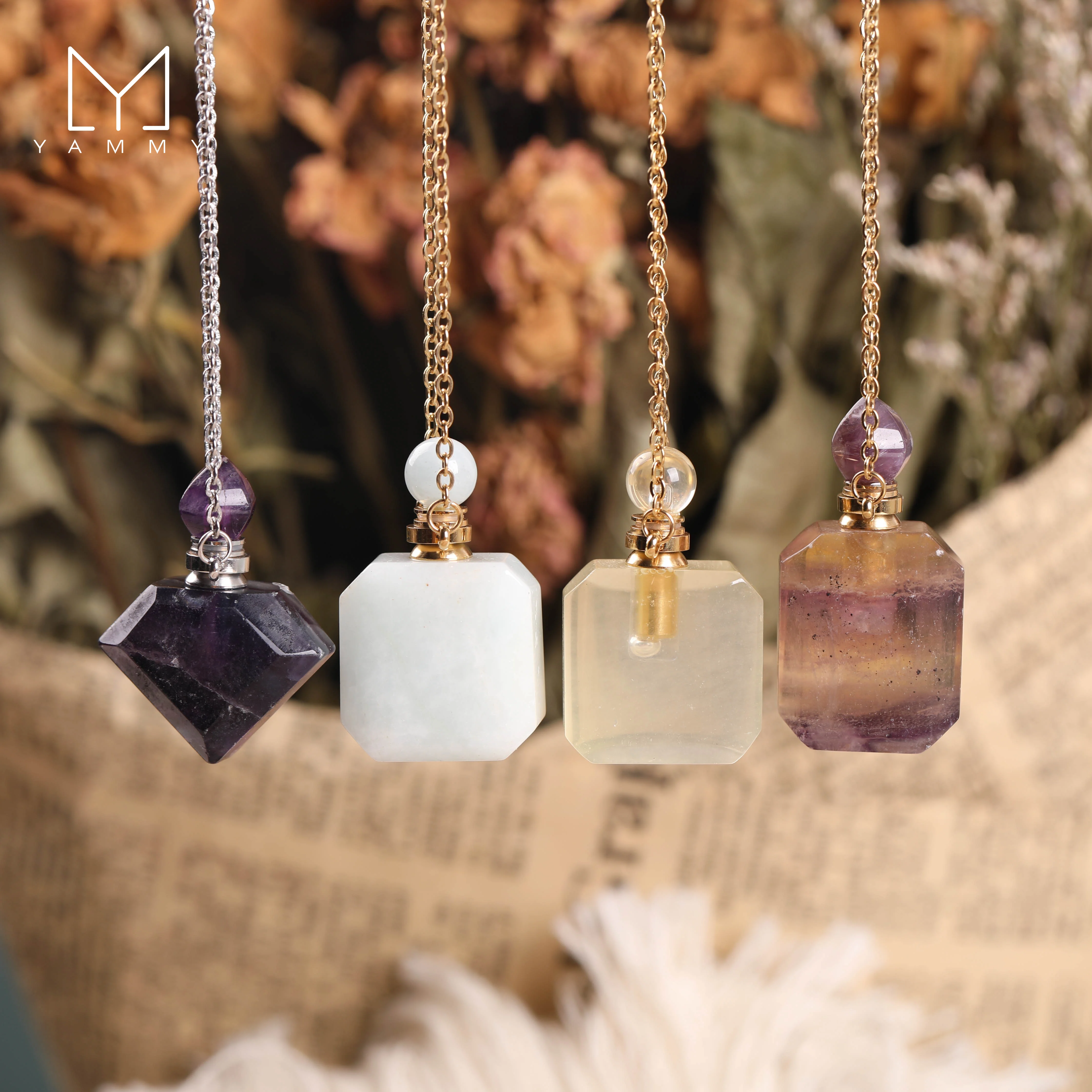 Yammy натуральный аметист квадратная Золотая/Серебряная Фотография кварцевый