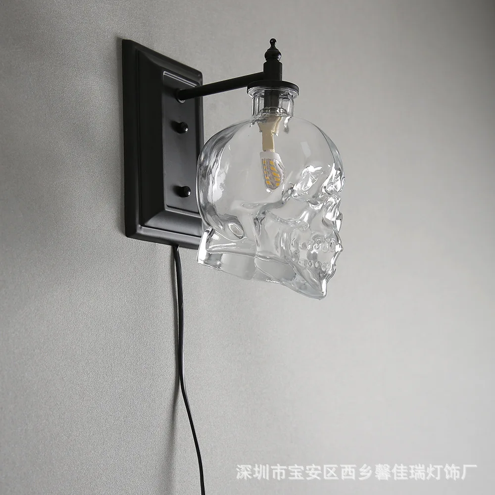 

Loft Personality Creative Water Pipe Bar Wall Lamp Nordic Modern Minimalist Retro Industrial Style Skull Wine Bottle Wall Lamp