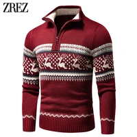 men 2021 autumn new casual jacquard half zip polo sweater cardigan jacket men winter long sleeve mock neck sweater pullover men
